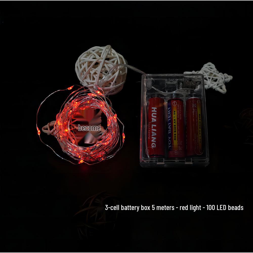 Bobo Ball 5m LED String Lights: 100 Beads, Encrypted Battery Box, Copper Wire for Festive Christmas Decoration
