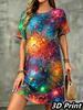 Fashion 3D Print Summer Dress Loose Casual Short Sleeve O-Neck Mini Dress