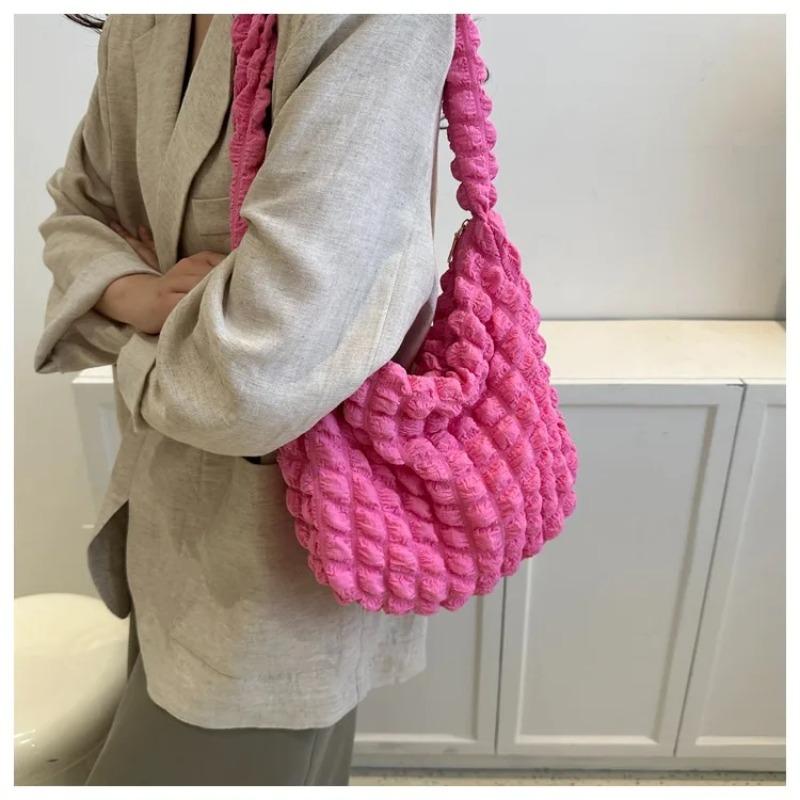 Summer New Women's Tote Bag | Bubble Quilted & Crinkled Large Handbag | Fashionable Big Capacity Casual Crossbody Shoulder Bag