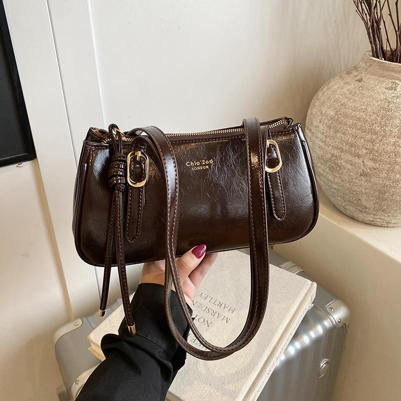 Vintage Niche Boston Bag Women's 2025 New Trendy Korean Armpit Bag Simple Shoulder Bag Portable Commuter Bag