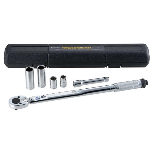 KAKURI Torque Wrench Set with Storage Case, 28-210 N.m Torque Range, 14/17/19/21mm Sockets, 125mm Extension Bar, 12.7mm Drive, Ratchet Type, Multicraf