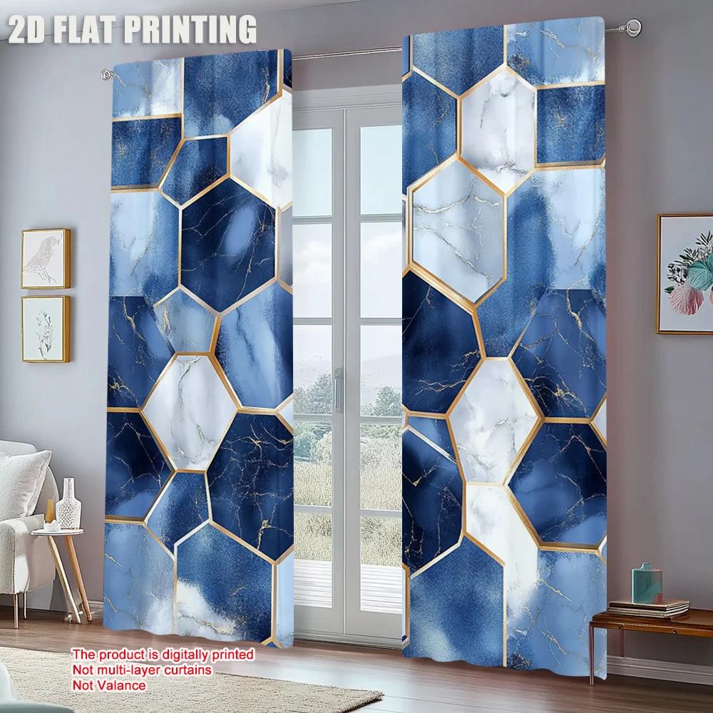 2pc    Window Drapes Geometric Patterns Versatile Durable Polyester  Without Electricity Festive Wall Decor Use for Daily home