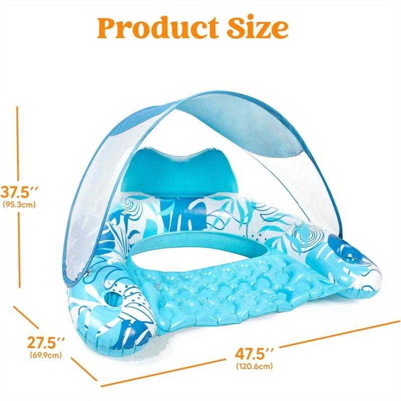 JOYFY XL Inflatable Pool Floats with Canopy Lounge Chairs with Cup Holders for Adults Inflatable Floaties Party Beach Summer
