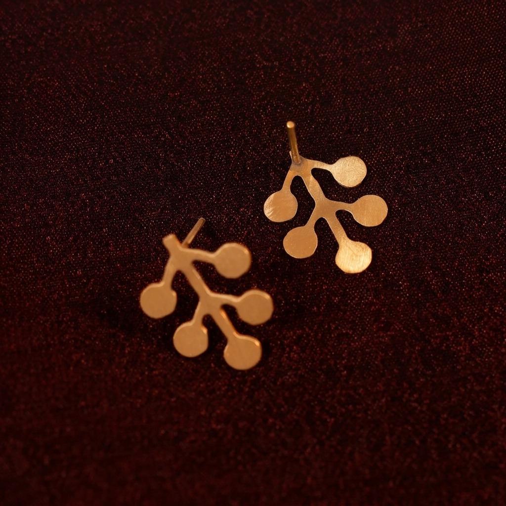 Alma Branch Handmade Brass Earrings