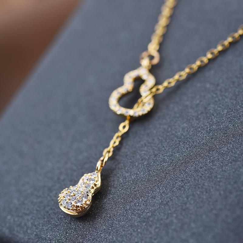 Steel Titanium Elegant Double Gourd Necklace For Women Stylish Ins Happy Luck Design For All Occasions