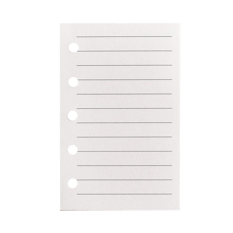 Die Innenseite des M5 Notizbuchs Die leere vertikale Linie des A8 Loseblatt-Kernquadrats und der Wochenplan Eine Seite pro Tag zum Eintragen