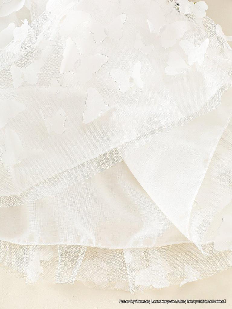 Bezrukávové šaty pre batoľatá dievčatá s kvetinovým patchworkom, sieťovanou sukňou s motýľmi a čelenkou