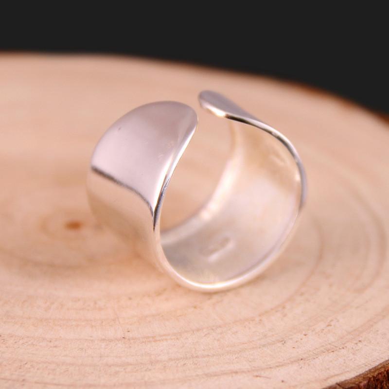 Beautiful S925 Pure Silver Ring For Women Trendy Minimalist Wide Band Design