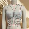 Beaded Body Chain Multilayer Chest Chains Festival Raves Body Chain Harness Body Accessories Jewelry for Women Girls