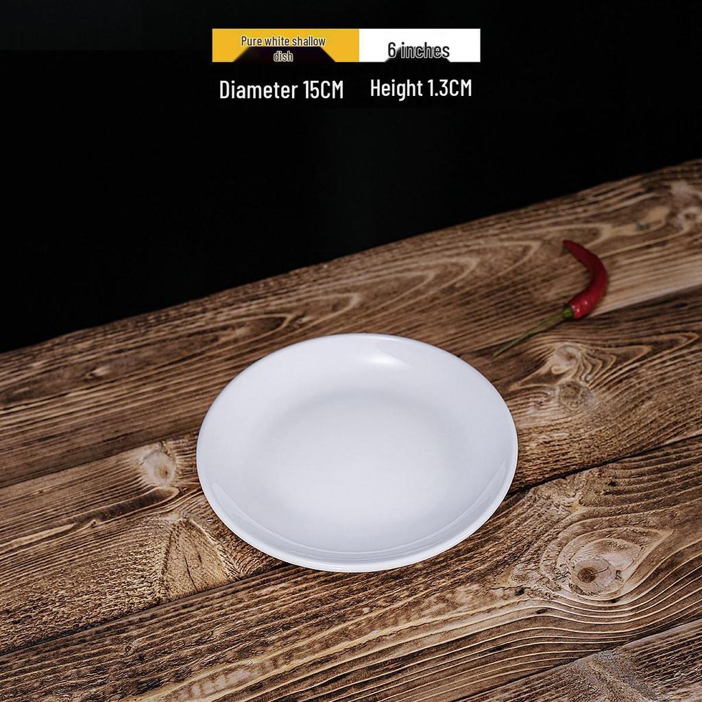 Steak Ceramic White Round Western Bone Plate - Shallow, Flat Tableware Dish for Household Use