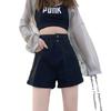 Women's Super High Waist Double Button Cuffed Denim Shorts - 2022 Spring/Summer, Slimming A-line Hot Pants, Trendy Style.