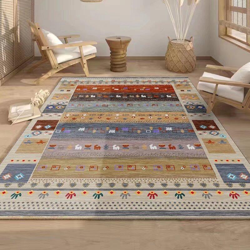 Carpet Living Room Dirt Resistant and Easy To Maintain European Retro Foldable Rug Washed Bottom Thickened Anti Slip Floor Mat