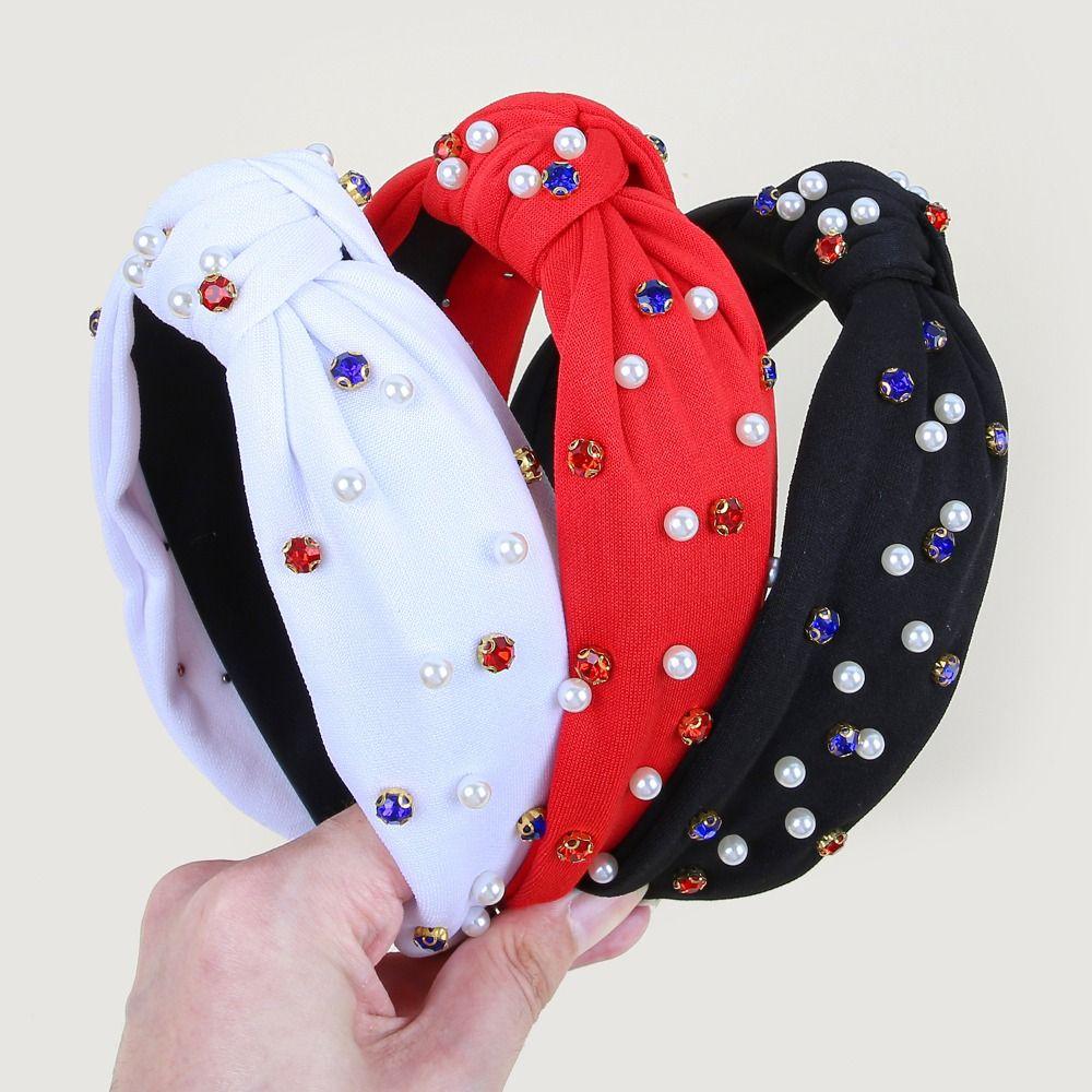 New Wide Rhinestone Headband Crystal Diamond Bow Headband Casual Fabric Face Wash Hairband Hair Accessories