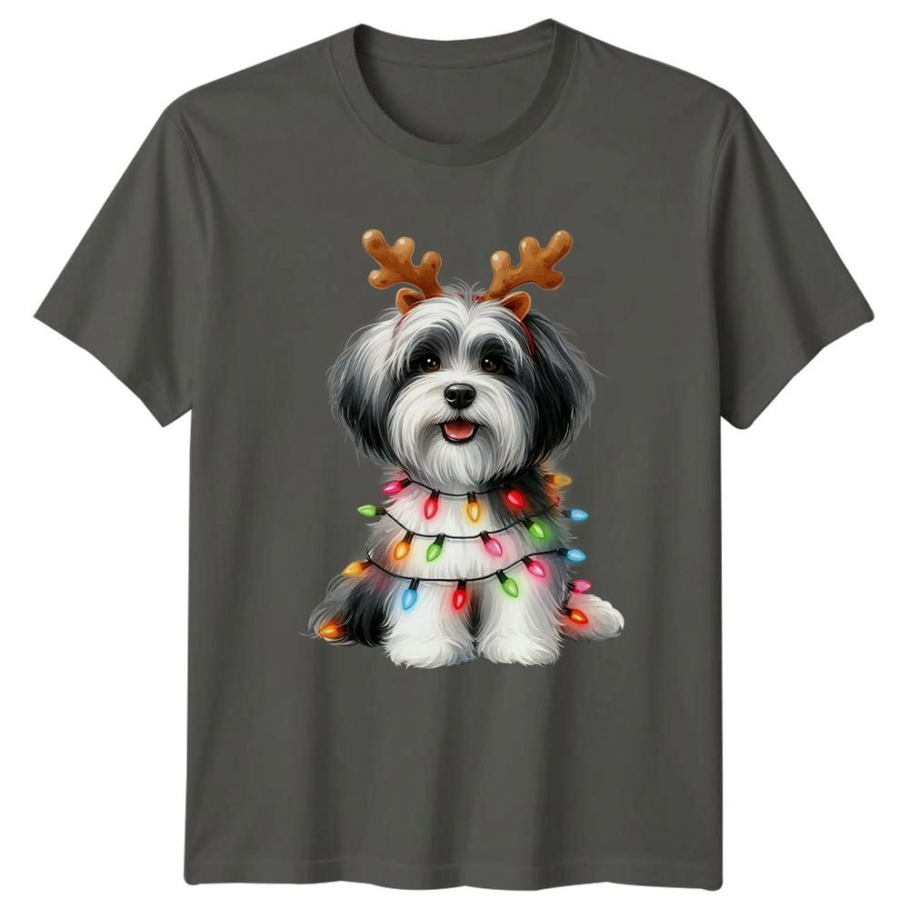 Holidays Christmas Dog Antlers Lights Unisexs TShirt Unisexs Tee Graphic Unisex S