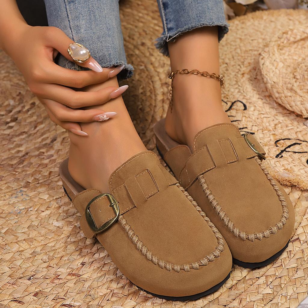 *Summer New Round Head Sexy Elegant Comfortable Casual Slippers Fashiable Baotou Thick Bottom Flat Slippers for Women