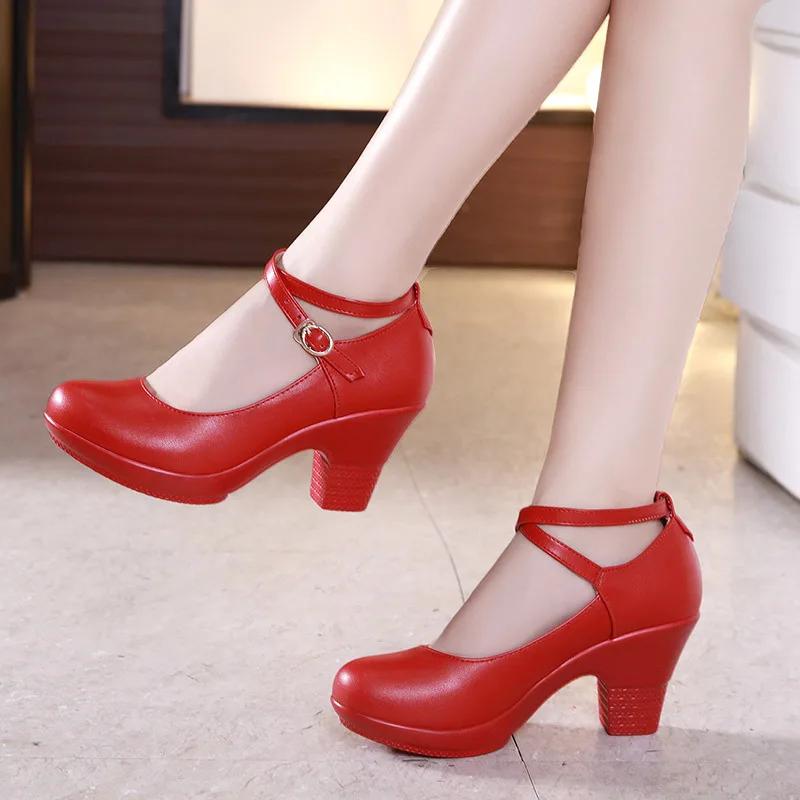 Fashion 2024 Fashion Women Pumps High Heels for Ladies Shoes Dancing Platform Pumps Leather Mary Janes Sandal Summer Footwear