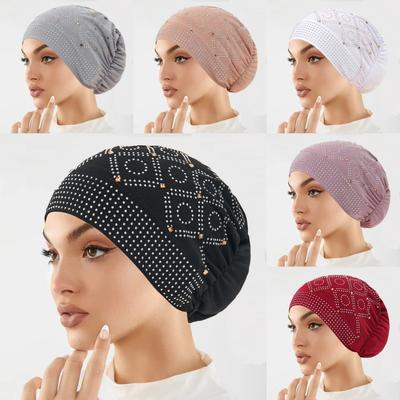 Sommer atmungsaktive Damen Turbanmütze Kopftuch Strass Muslimische Mütze Islamische Kopfbedeckung