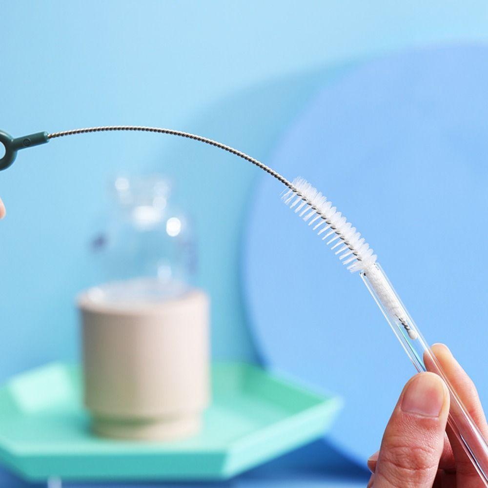 Nylon Hair Straw Brush Long Handle Pacifier Clean Brush For Washing Glass Metal