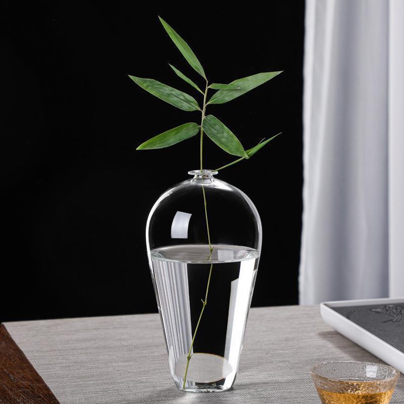 Zen Transparent Glass Vase for Hydroponic Plants and Small Mouth Flower Arrangements