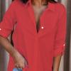 Turn-Down Collar Long Sleeve Women Shirt Buttons Closure Solid Color Loose Shirt Ladies Clothing