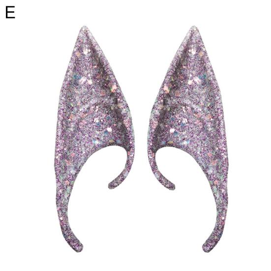 1Pair Elf Ears High Simulation Flexible Pointed Tip Luminous Glitter Cosplay Props Latex Halloween Costume Party Fairy Ears for Festival