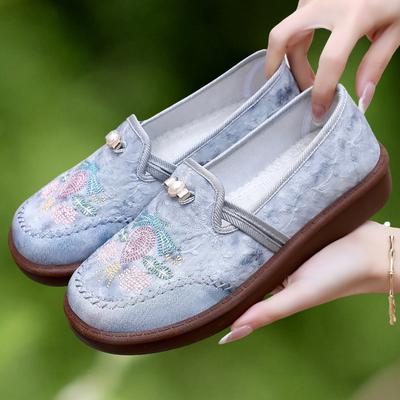 Chaussures Femme Printemps Chaussures Maman Chaussures en Tissu Antidérapantes Semelle Souple Respirantes Chaussures Décontractées Quotidien Confortables Légères Baskets