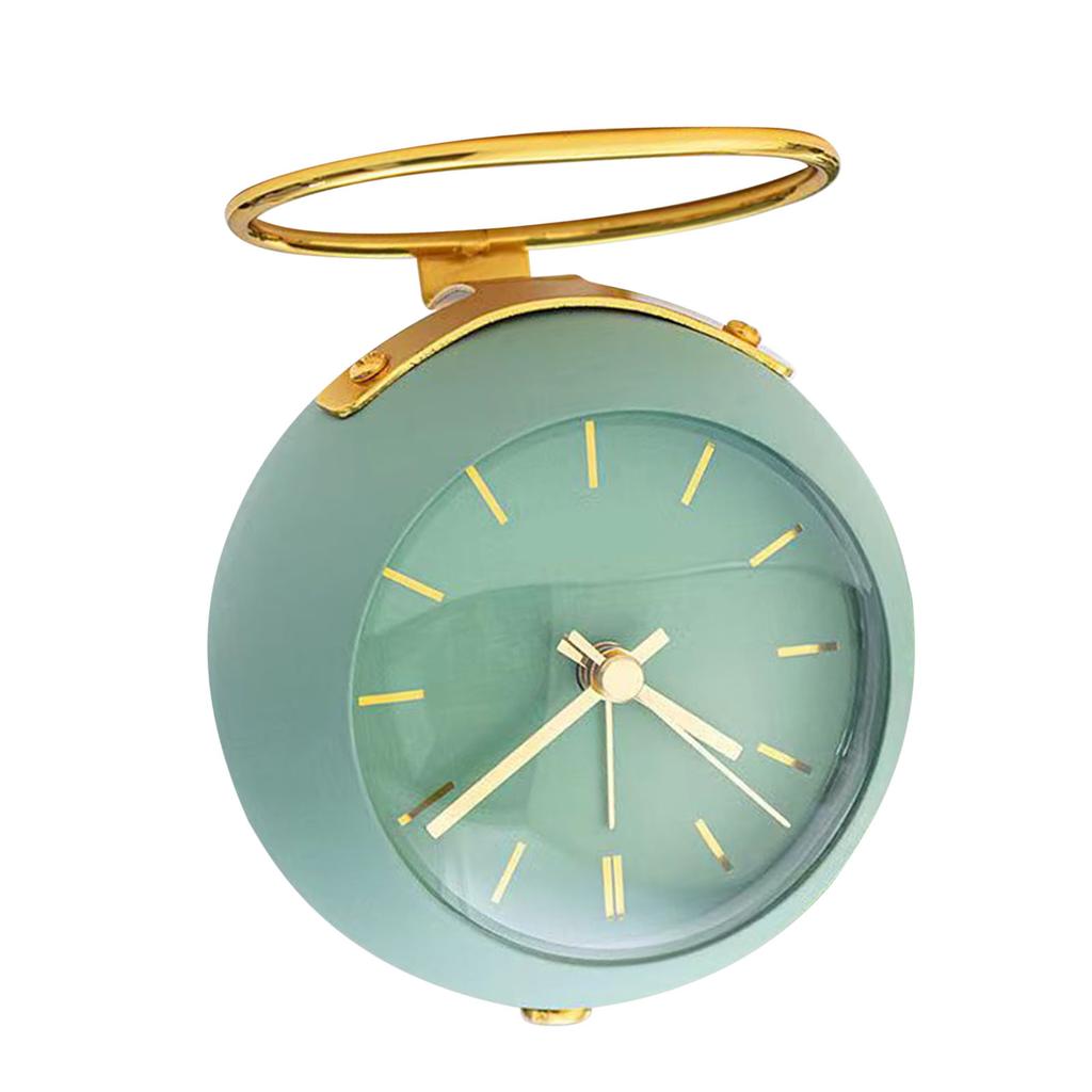 Tischwecker Studentenwohnheim Mini-Wecker Ornamente Einfache Metall-Tischuhr Grün