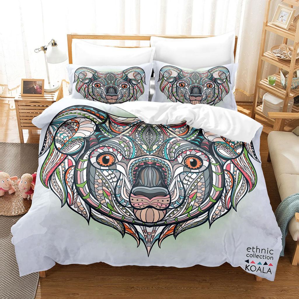 Animal Digital Printing Three-Piece Home Textile Bed Sheet Kit 3D Three-Dimensional 90G Grinding Four-Piece Set