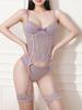2024 Mesh Lace See-Through Lingerie Set: Asian-Inspired Slimming Camisole & Corset 3-Piece