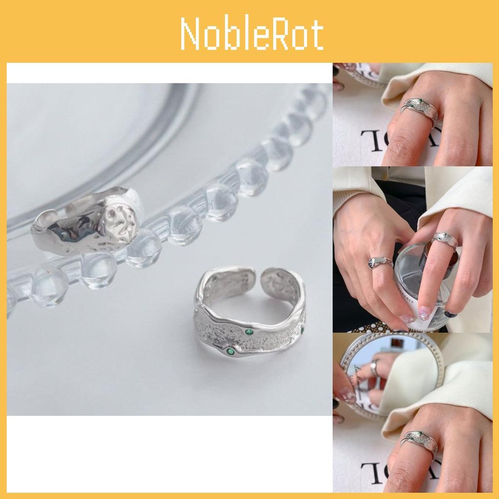 Trendy Open Adjustable Copper Ring Featuring Irregular Design And Green Diamond For Chic Style