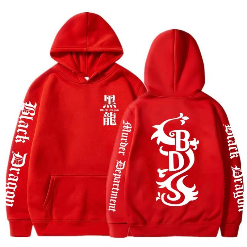 

Japan Anime Tokyo Revengers Sweatshirt Black Dragon Print Hooded Men Women Hoodies Plus Size Pullover Harajuku Unisex Streetwear S