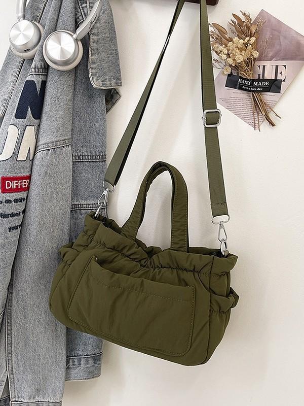 Nylon Tote Bag For Women With Zipper Closure And Mobile Pocket For Daily Use