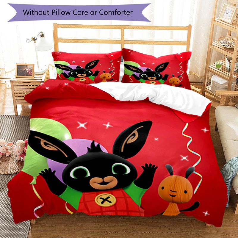 3pcs Bing Pattern Bedding Set Duvet Cover Set Includes Duvet Cover &pillowcases, Perfect All Season Bedroom Decoration & Gift