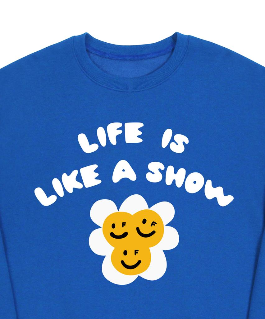 GRAVER [Unisex] Twin Flower Smile Sweatshirt_Cobalt Blue