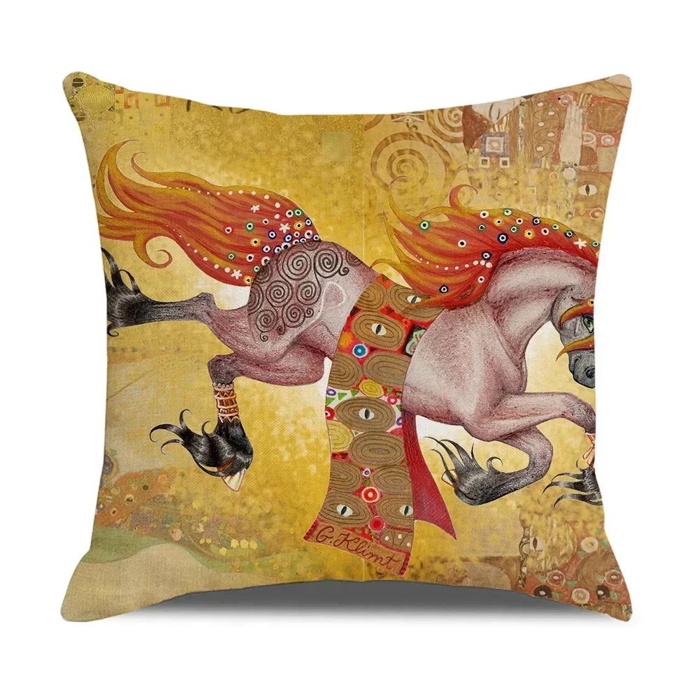 Vintage Art Cushion Cover Oil Painting Pillowcase Living Room Sofa Decoration