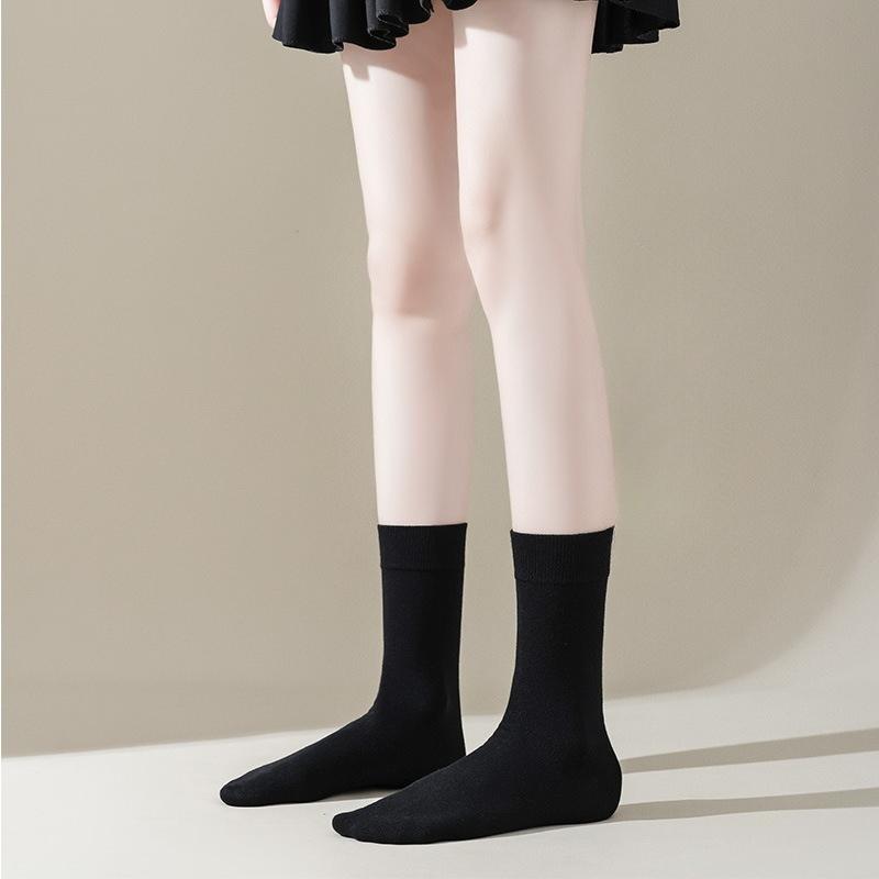Women's Autumn and Winter Pure Cotton Calf Socks, All-cotton Black Over-the-knee Socks, Women's Slimming Pressure Socks, Solid-colored Long Stockings