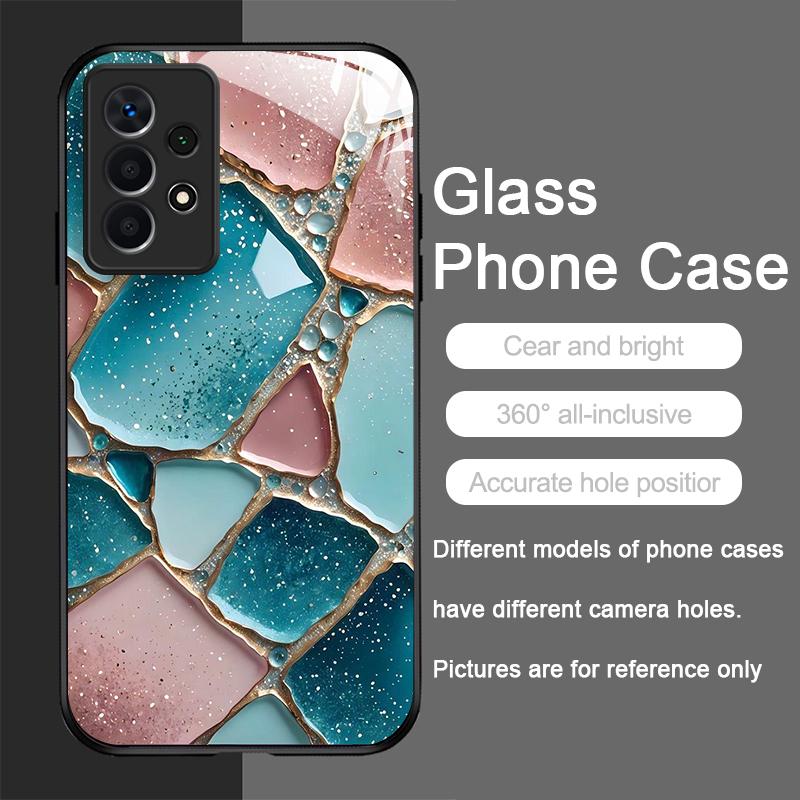 Luxury Marble Textured Patterns Tempered Glass Phone Case for Samsung Galaxy S25 Ultra S24 S23 Plus S22 S21 S20 FE A56 A55 Cover