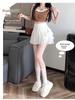 High-Waist A-Line Mesh Pleated Skirt: Women's Summer/Spring 2024 Short Skirt Pants