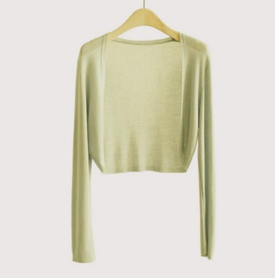 

Кардиган без рукавов из ледяного шелка: Женская летняя шаль для защиты от солнца и накидка для кондиционера. One Size зелёный