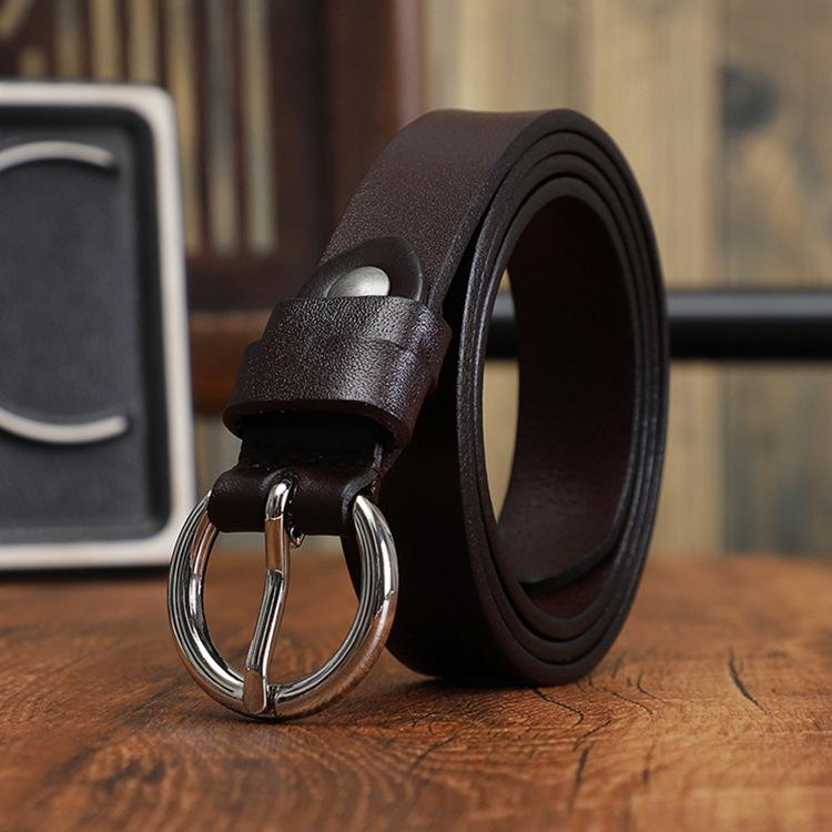 

Ремень из коровьей кожи с пряжкой для женщин, модный, повседневный, универсальный, кожаный ремень, завод Extended model can be customized. темно-коричневого