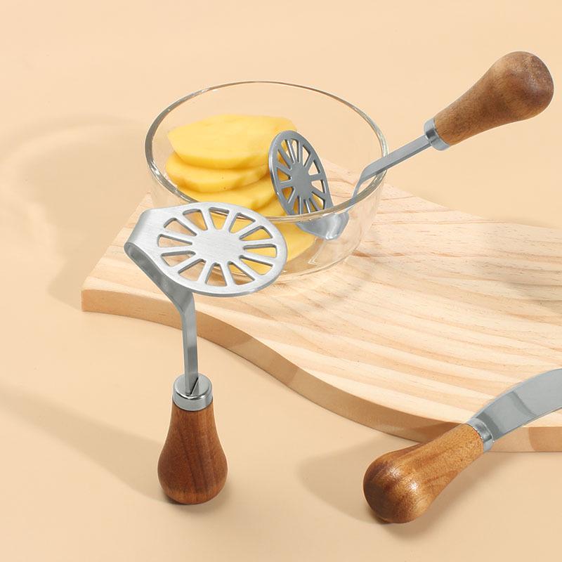 Acacia Wood Handle Stainless Steel Multifunctional Potato and Baby Food Masher