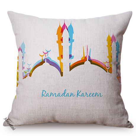 Muslim Ramadan Kareem Sofa Decoration Pillow Case Islamic Festival Eid Mubarak Style Cotton Linen Cushion Cover 45X45Cm