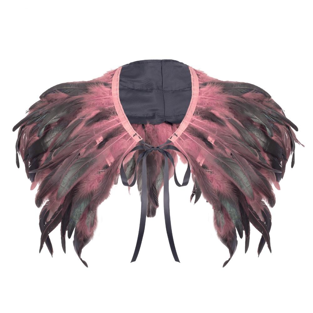Punk Feather Shrug Shawl Adjustable Shoulder Fake Collar Costume Feather Shawl Prom розовый