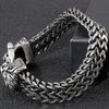 Gotisches Herrenarmband mit Doppel-Löwe-Wolf-Schädel-Kopf, männliches Mannen-Armband, 12 mm, Franco-Gliederpanzer an der Handkette, S.Steel-Armbänder