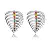 Exquisite Leaf Metal Earrings For Women With Dazzling Gemstone Inlays