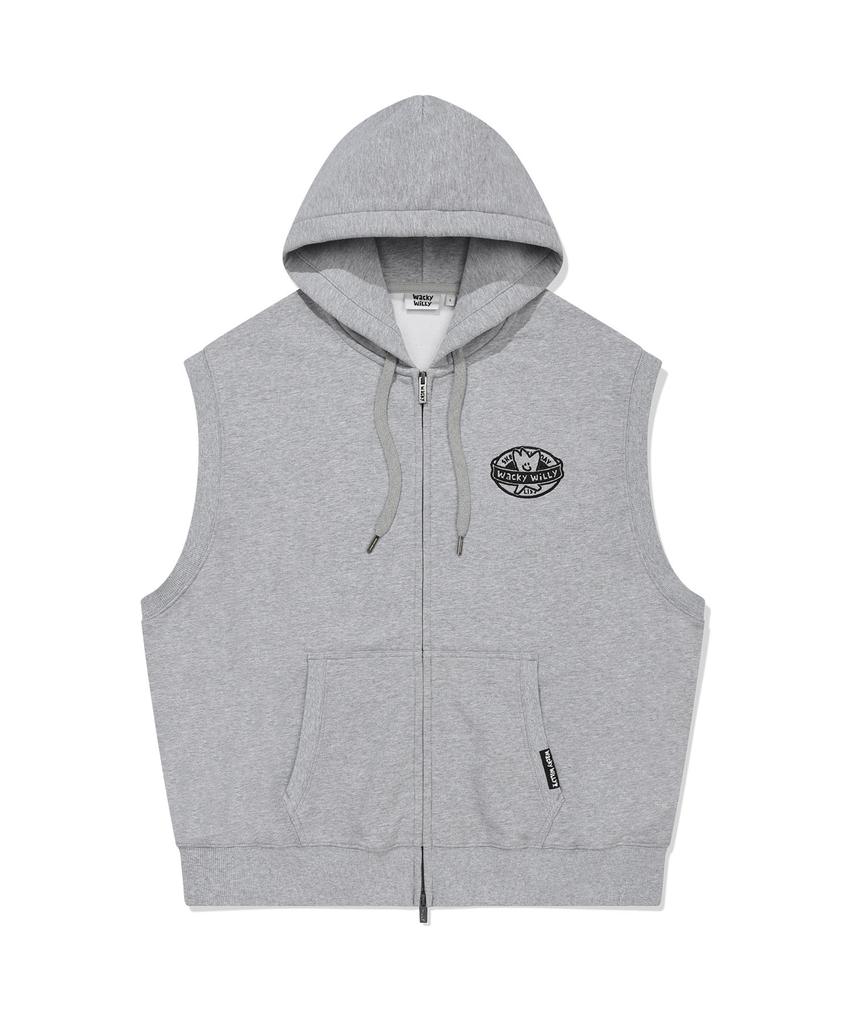 Wacky Willy Kiki Sleeveless Zip-Up Hoodie Gray