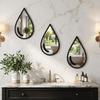 3 st självhäftande vattendroppväggklistermärken Svart ram Tårformad spegel Sovrumsinredning