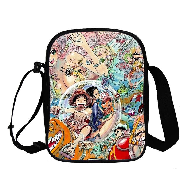 Animation Peripheral Messenger Bag, Primary And Secondary School Student Schoolbag 3D Full Color Printing Double-Layer Shoulder Bag Portable