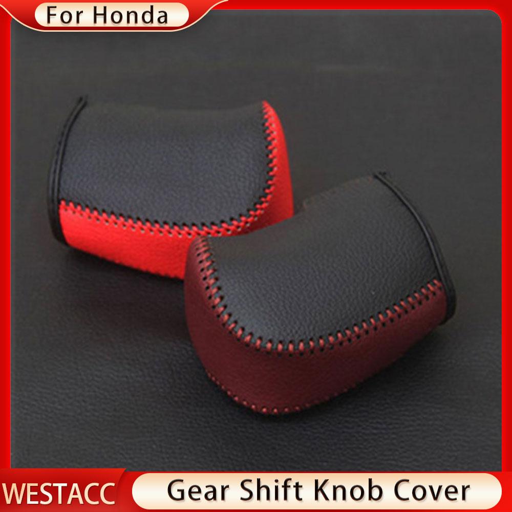 Genuine Leather Car Gear Shift Collars Case Gear Head Shift Knob Cover for Honda Civic X 10th 2016 -  AT