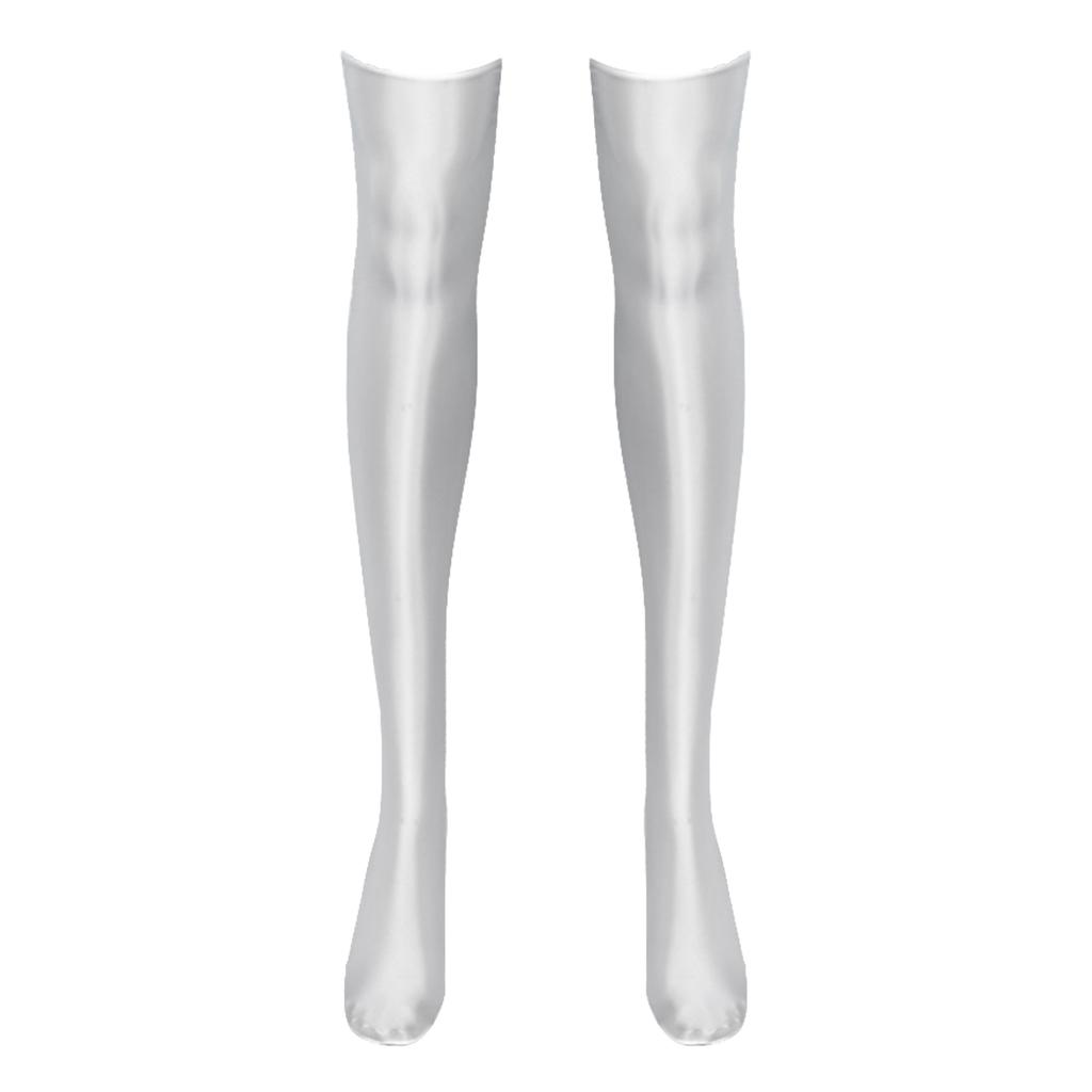 Womens Glossy Thigh High Stockings Solid Color Stretchy Socks 1 Pair Costume Accessories